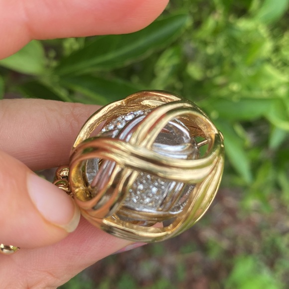 CHRISTIAN DIOR Necklace CD Logo Double Pendant Sphere Gold Chain - Picture 10 of 17